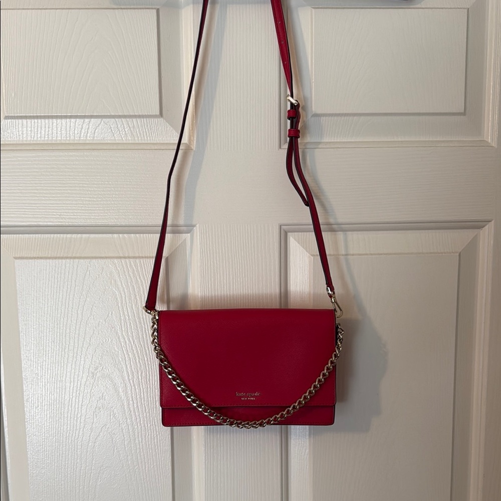 Kate Spade Red Chain Detail Crossbody Bag